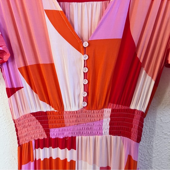 Abel the Label orange geo print high low dress - Picture 3 of 9